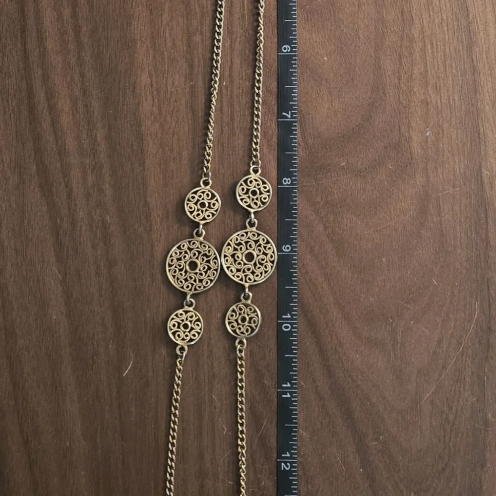 Vintage Gold Filigree Coin Necklace - Picture 3 of 3